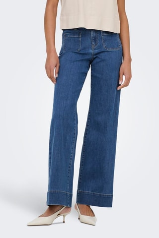 Jean wide legs taille haute - Bleu