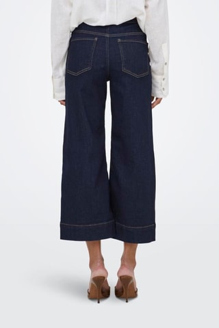 Jean wide legs 7/8 taille haute - Bleu
