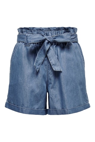 Short en denim taille haute - Bleu cobalt