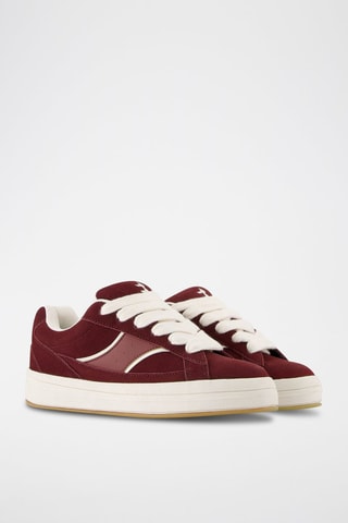 Zapatillas de nobuk - Burdeos y blanco