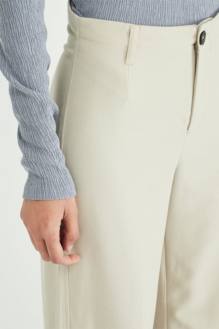 Pantalón wide leg de tiro alto - Beige