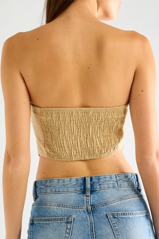 Crop top bustier de lino - Beige