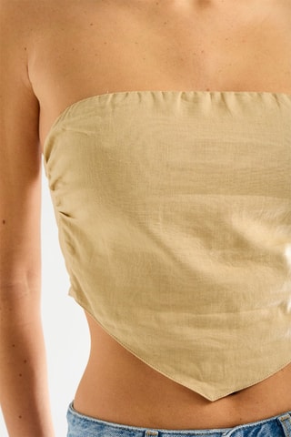 Crop top bustier de lino - Beige
