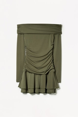 Vestido drapeado - Caqui