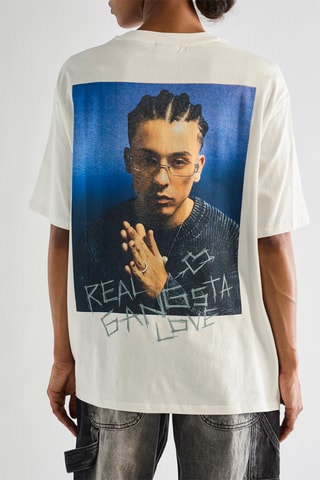 Camiseta oversize Trueno Real gangsta love - Blanco
