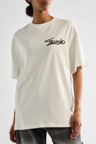 Camiseta oversize Trueno Real gangsta love - Blanco