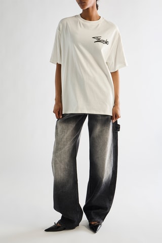 Camiseta oversize Trueno Real gangsta love - Blanco