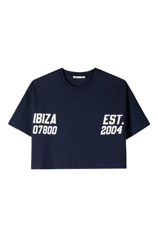 Camiseta cropped - Azul marino