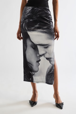 Falda midi de talle alto Twilight - Gris