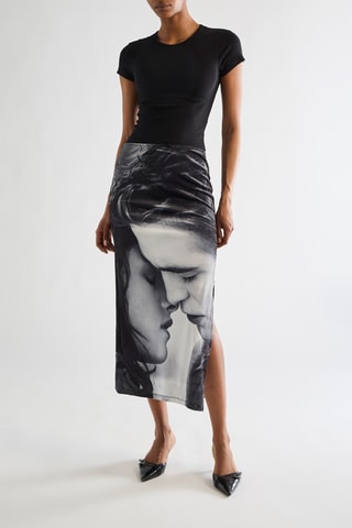 Falda midi de talle alto Twilight - Gris