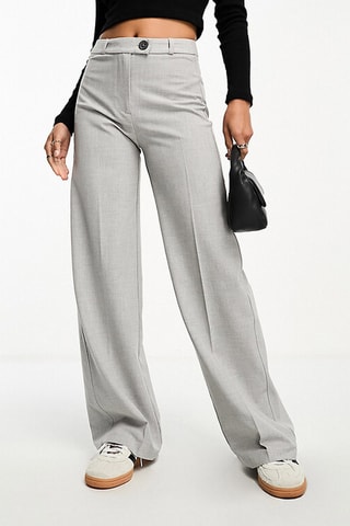 Pantalón wide leg de tiro alto - Gris