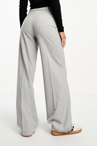 Pantalón wide leg de tiro alto - Gris
