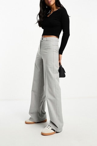 Pantalón wide leg de tiro alto - Gris