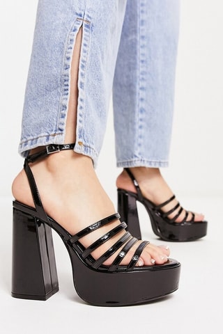 Sandalias con brillo de tacón - Negro