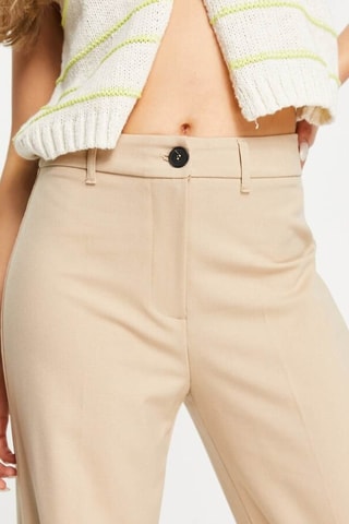 Pantalón wide leg de tiro alto - Beige
