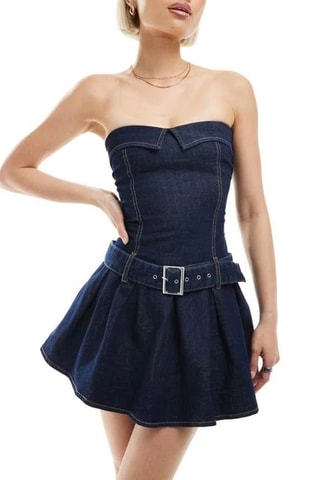 Vestido bustier vaquero - Azul oscuro