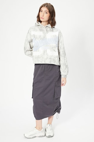 Falda midi de talle alto - Gris