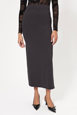 Falda larga de talle alto - Negro