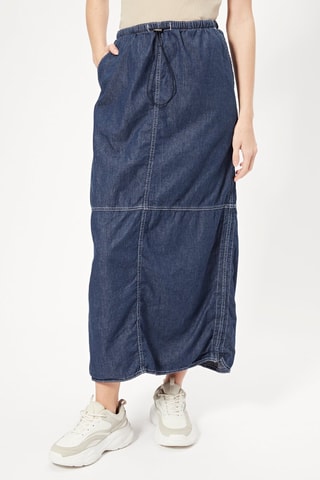 Falda midi vaquera - Azul marino