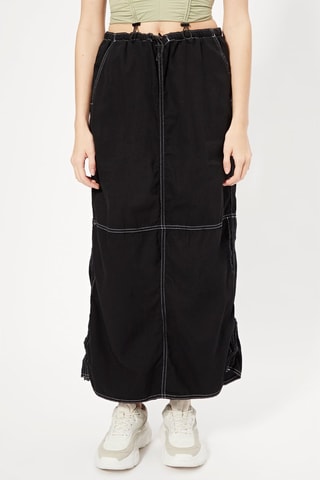 Falda midi vaquera - Negro