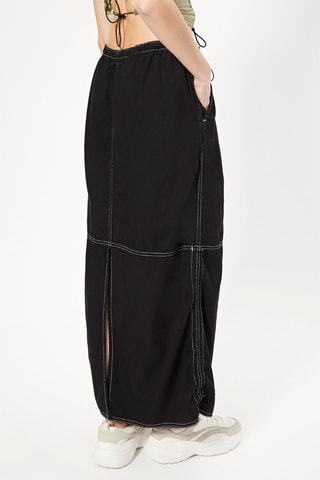 Falda midi vaquera - Negro