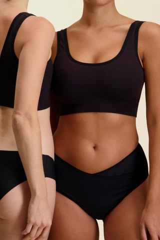 Culotte menstruelle en coton biologique taille haute - Noir - Abondant - Sisters Republic