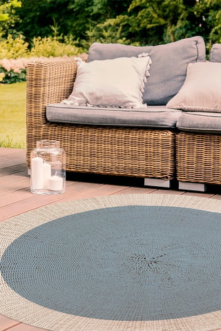 Tappeto in vinile Rattan - Blu e beige
