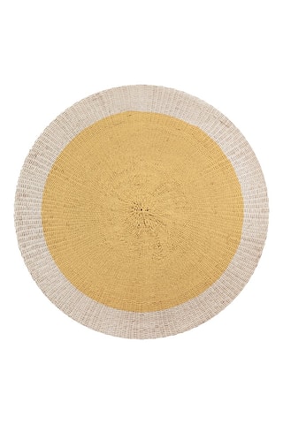 Tappeto in vinile Rattan - Giallo e beige