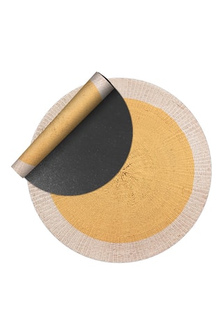 Tappeto in vinile Rattan - Giallo e beige