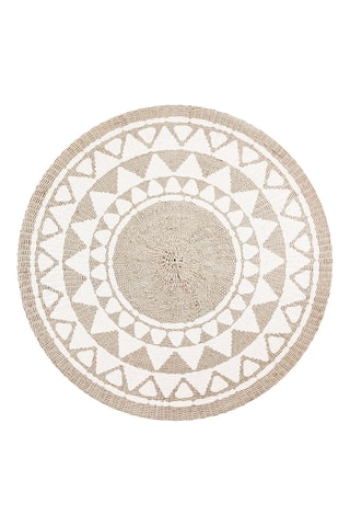 Tappeto in vinile Khamba - Beige e bianco