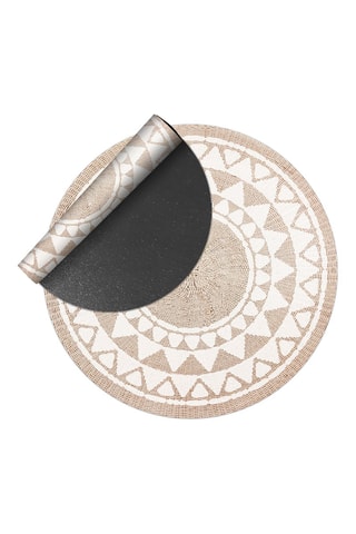 Tappeto in vinile Khamba - Beige e bianco