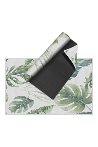 Tappeto in vinile Natural Hojas Verdes - Verde e grigio