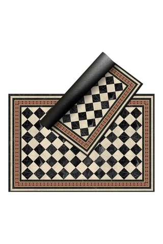 Tappeto in vinile Scacchi - Beige e nero