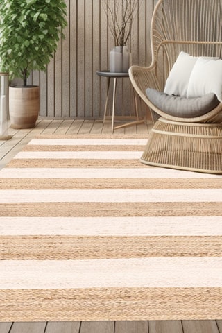 Tappeto Rayas Yute - Beige e marrone