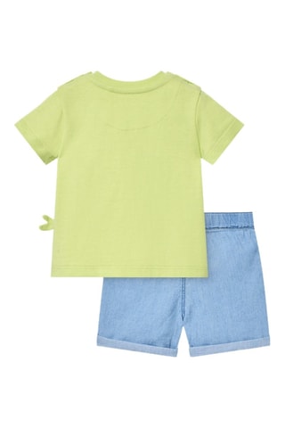 T-shirt e shorts - Verde chiaro e celeste - Bianco, blu e verde