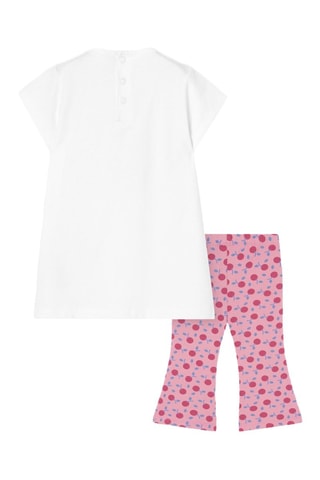 T-shirt e leggings - Bianco e rosa - Bianco, blu e rosa