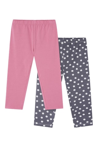 2 leggings - Rosa e grigio - Bianco, rosa e grigio