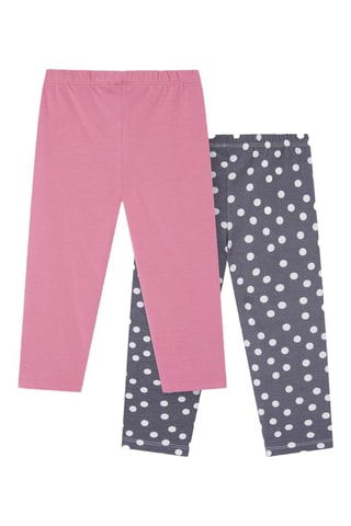 2 leggings - Rosa e grigio - Bianco, rosa e grigio