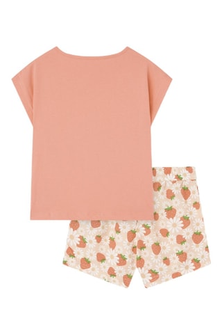T-shirt e shorts - Rosa antico - Bianco, verde e rosa