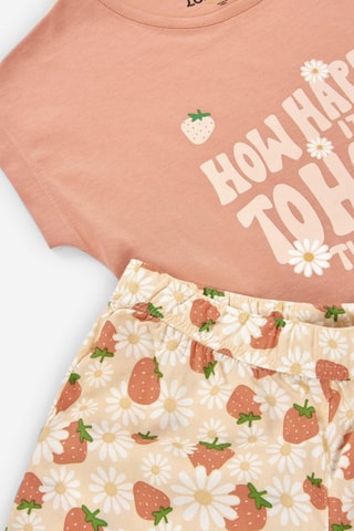 T-shirt e shorts - Rosa antico - Bianco, verde e rosa