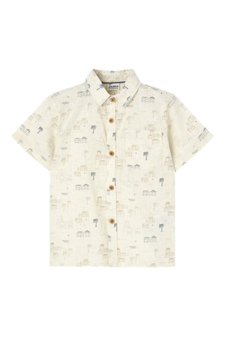Camicia in lino - Ecrù - Bianco, nero e marrone