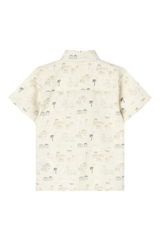 Camicia in lino - Ecrù - Bianco, nero e marrone