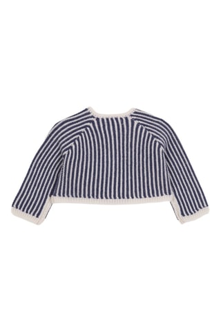 Cardigan in lana merino - Bianco e blu
