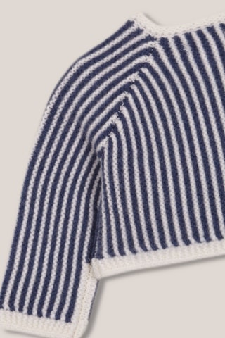 Cardigan in lana merino - Bianco e blu