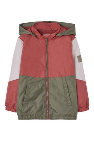 Giacca a vento con cappuccio - Rosso - Rosso, verde e rosa