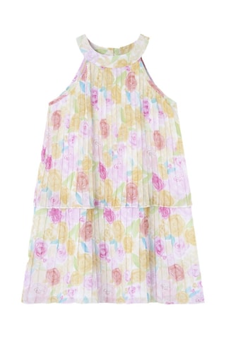 Abito in lino - Bianco - Bianco, verde e rosa