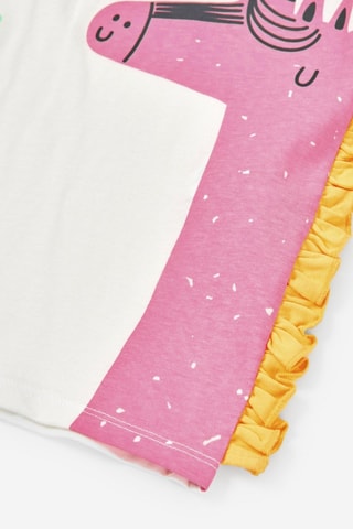 T-shirt - Ecrù - Bianco, arancione e rosa