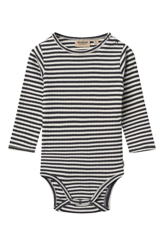 Body de algodón orgánico Berti - Blanco y azul