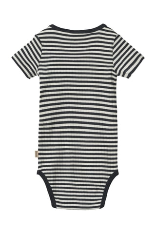 Body de algodón orgánico Edvald - Blanco, beige y azul