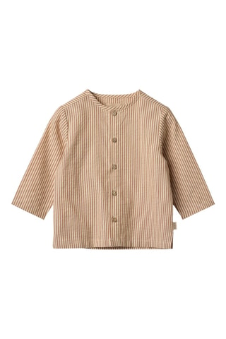 Camisa de algodón orgánico Shelby - Blanco, negro y marrón